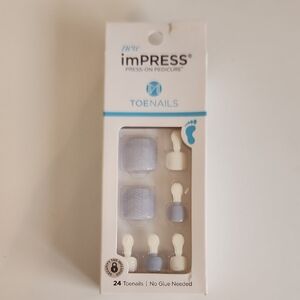 🌸4/$30🌸 imPRESS Press-On Toenails in Light Blue and White